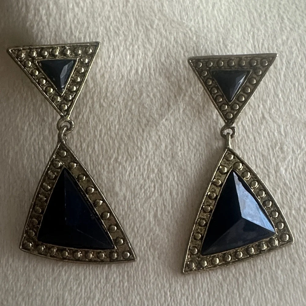Oversized Geometric Faceted Drop Earrings